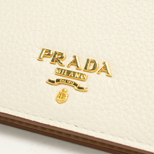 中古 プラダ 二つ折り財布 二折財布 コンパクト レディース ブランド PRADA ダイノカラー レザー 1MV204 ホワイト USDPR119070011