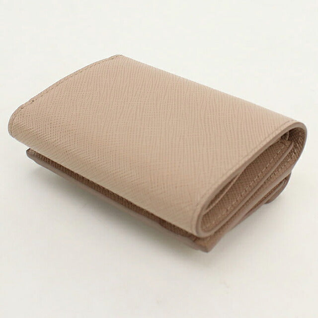 Used Prada tri-fold wallet tri-fold wallet compact ladies brand PRADA saffiano leather 1MH021 beige USDPR119367011