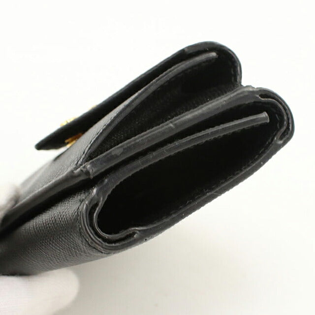 中古 プラダ 三つ折り財布 三折財布 コンパクト レディース ブランド PRADA サフィアーノレザー財布 1MH021 QWA F0002 ブラック USDPR119375011