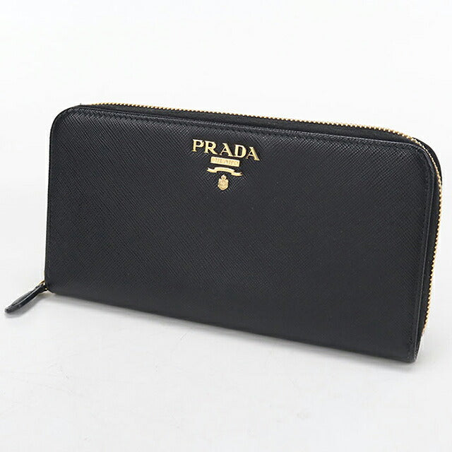 中古 プラダ 長財布ラウンドファスナー レディース ブランド PRADA サフィアーノレザー レザー 1ML506 ブラック USDPR119428011