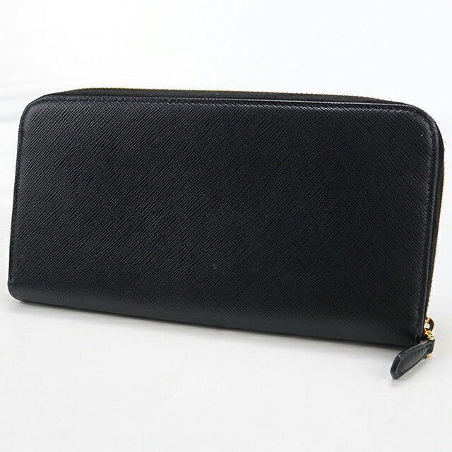 中古 プラダ 長財布ラウンドファスナー レディース ブランド PRADA サフィアーノレザー レザー 1ML506 ブラック USDPR119428011