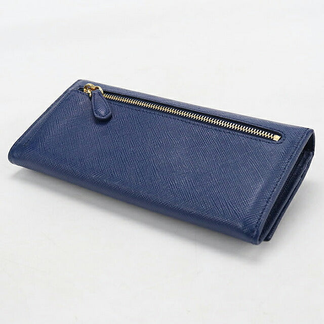 中古 プラダ 長財布二折 レディース ブランド PRADA サフィアーノトライアングル レザー 1MH132 ブルー USDPR119510011