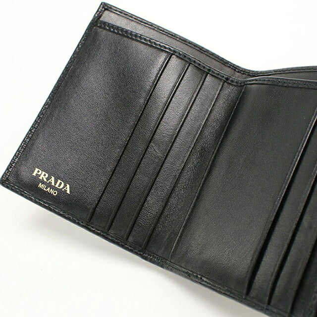 中古 プラダ 三つ折り財布 三折財布 コンパクト レディース ブランド PRADA ブラック USDPR119586011
