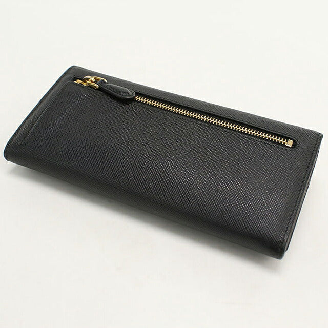中古 プラダ 長財布二折 レディース ブランド PRADA サフィアーノトライアングル レザー 1MH132 ブラック USDPR119853011