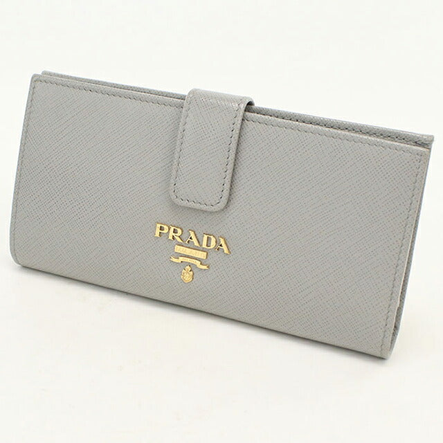 Used Prada long wallet bi-fold ladies brand PRADA Saffiano multicolor leather 1MV025 gray USDPR119878011