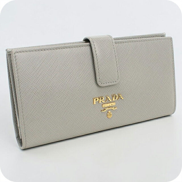 Used Prada long wallet bi-fold ladies brand PRADA Saffiano multicolor leather 1MV025 gray USDPR119878011