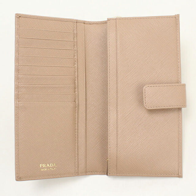 中古 プラダ 長財布二折 レディース ブランド PRADA サフィアーノレザー レザー 1MV025 QWA F0236 ベージュ USDPR119879011