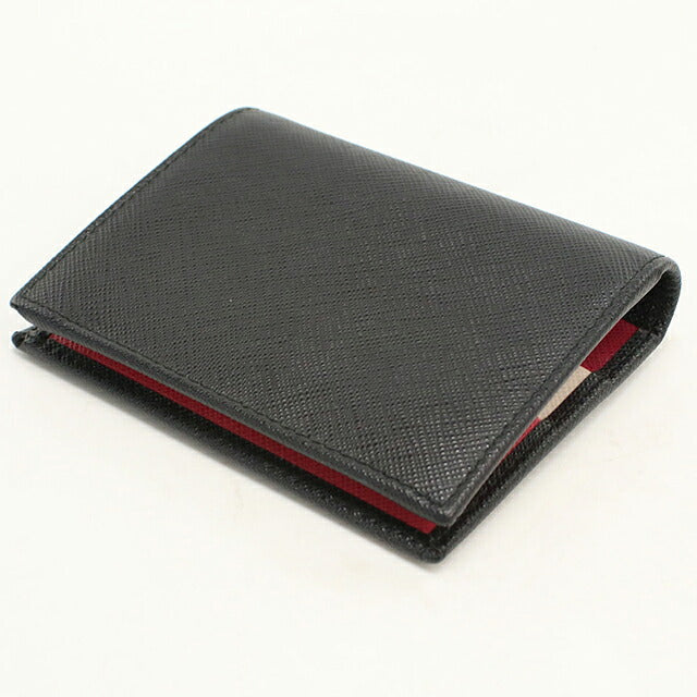 中古 プラダ 二つ折り財布 二折財布 コンパクト レディース ブランド PRADA サフィアーノマルチカラー レザー 1MV204 ブラック USDPR119897011