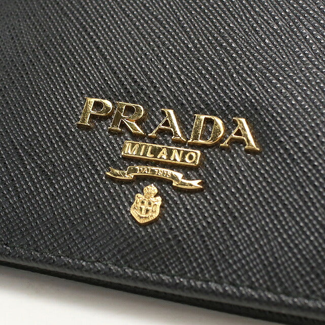 中古 プラダ 二つ折り財布 二折財布 コンパクト レディース ブランド PRADA サフィアーノマルチカラー レザー 1MV204 ブラック USDPR119897011