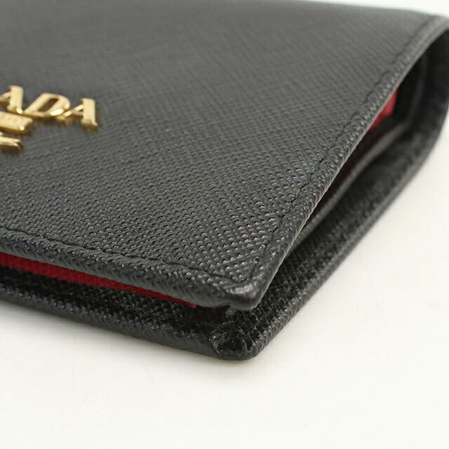 中古 プラダ 二つ折り財布 二折財布 コンパクト レディース ブランド PRADA サフィアーノマルチカラー レザー 1MV204 ブラック USDPR119897011