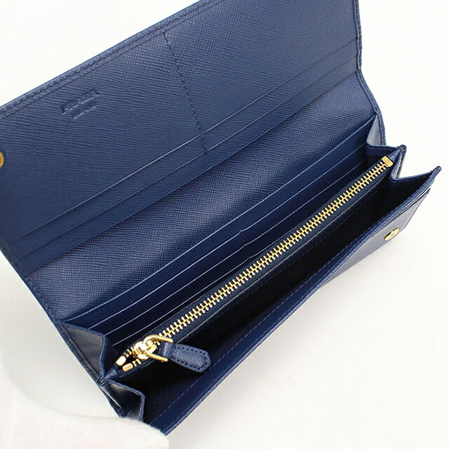 中古 プラダ 長財布二折 レディース ブランド PRADA サフィアーノレザー レザー 1MH132 ブルー USDPR119898011