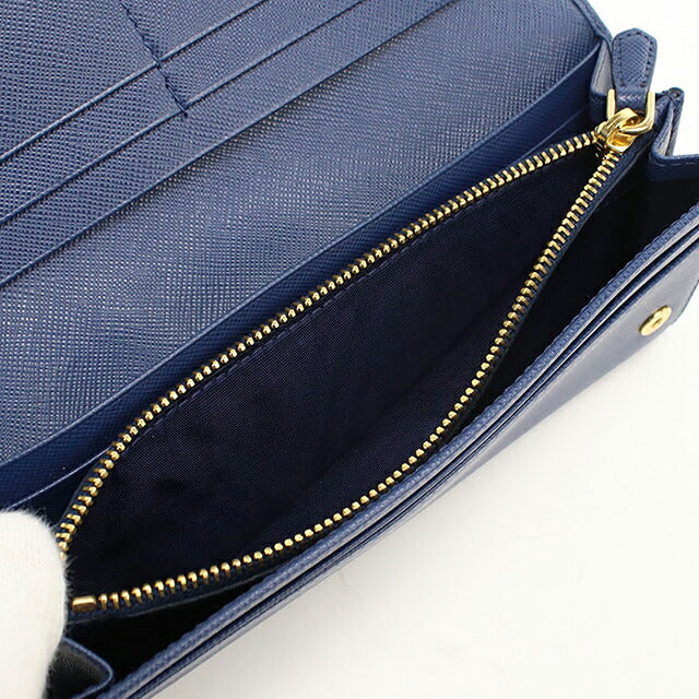 中古 プラダ 長財布二折 レディース ブランド PRADA サフィアーノレザー レザー 1MH132 ブルー USDPR119898011