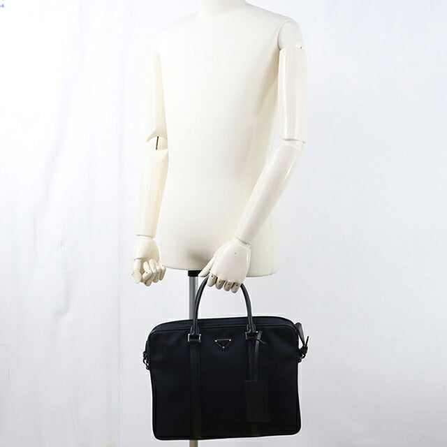 中古 プラダ ブリーフケース メンズ ブランド PRADA 2WAY レザー 2VE368 ネイビー USDPR120032011