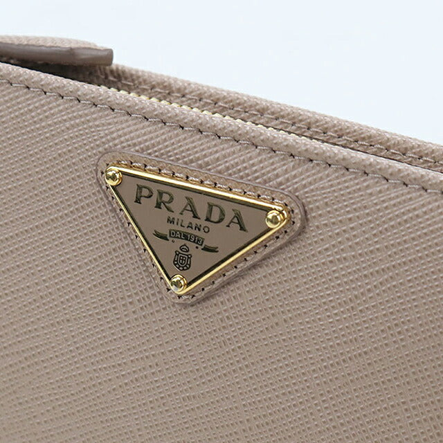 中古 プラダ 長財布二折 レディース ブランド PRADA サフィアーノトライアングル レザー 1ML009 ベージュ USDPR120082011