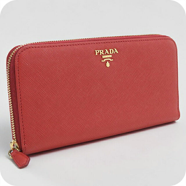 中古 プラダ 長財布ラウンドファスナー レディース ブランド PRADA サフィアーノレザー ジップアラウンド長財布 レザー 1ML506 レッド USDPR120096011