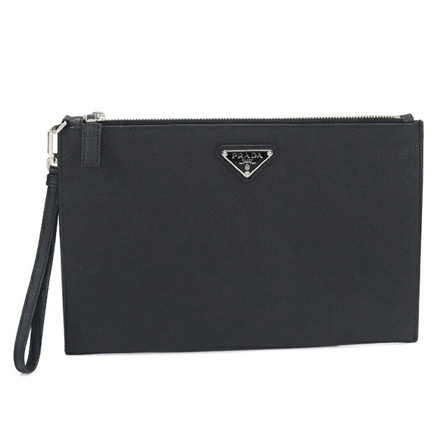 中古 プラダ クラッチバッグ メンズ ブランド PRADA サフィアーノレザー ブラック USDPR120302011