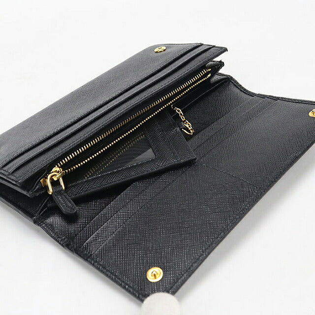 中古 プラダ 長財布二折 レディース ブランド PRADA サフィアーノレザー財布 1MH132 ブラック USDPR120446011