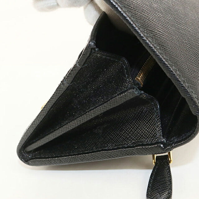 中古 プラダ 長財布二折 レディース ブランド PRADA サフィアーノレザー財布 1MH132 ブラック USDPR120446011
