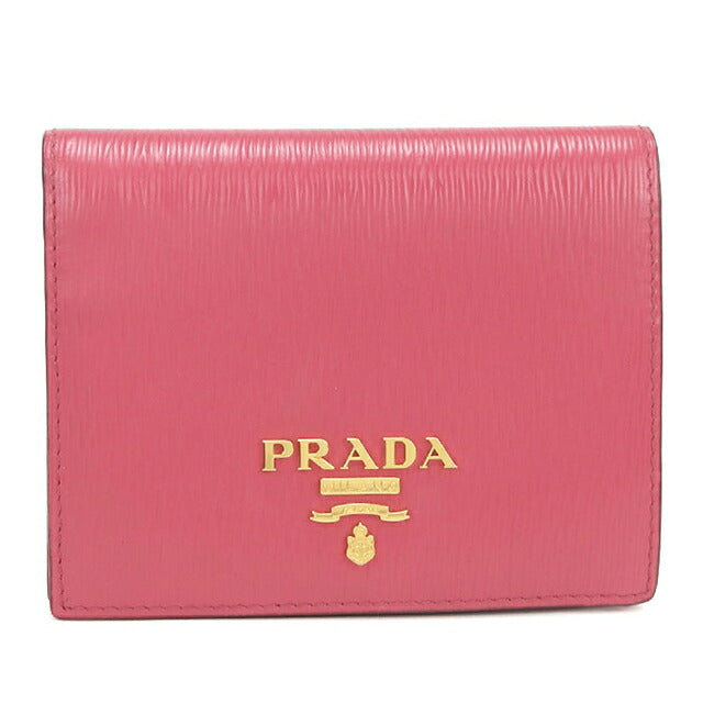 中古 プラダ 二つ折り財布 二折財布 コンパクト レディース ブランド PRADA 1MV204 ピンク USDPR120452011