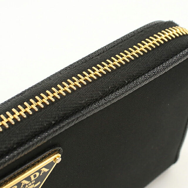 Used Prada long wallet round zipper ladies brand PRADA triangle logo 1ML506 black USDPR120501011