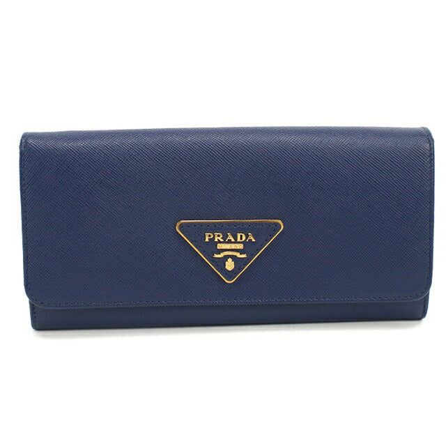 Used Prada long wallet bi-fold ladies brand PRADA triangle logo saffiano leather 1M11132 navy USDPR120582011