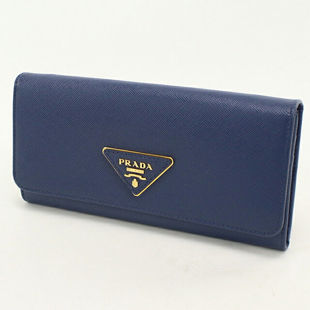 Used Prada long wallet bi-fold ladies brand PRADA triangle logo saffiano leather 1M11132 navy USDPR120582011