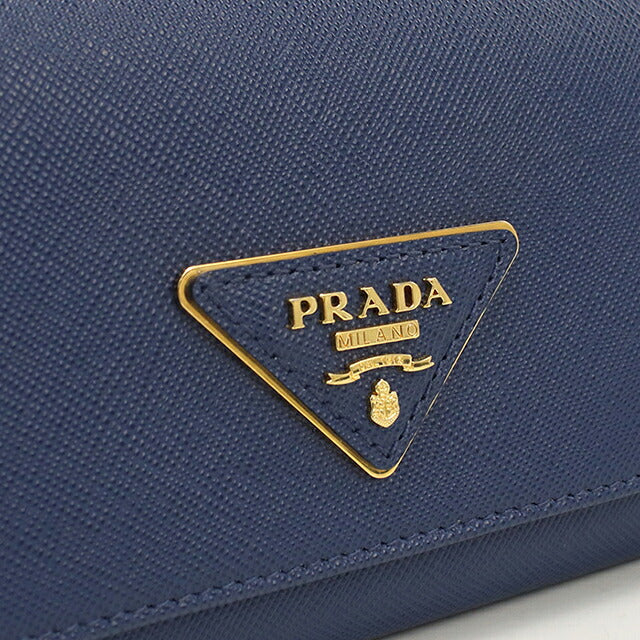 Used Prada long wallet bi-fold ladies brand PRADA triangle logo saffiano leather 1M11132 navy USDPR120582011