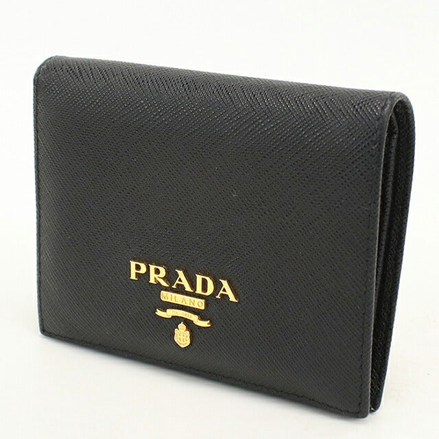 Used Prada Bifold Wallet Bifold Wallet Compact Ladies Brand PRADA Saffiano Leather 1MV204 Black USDPR120632011