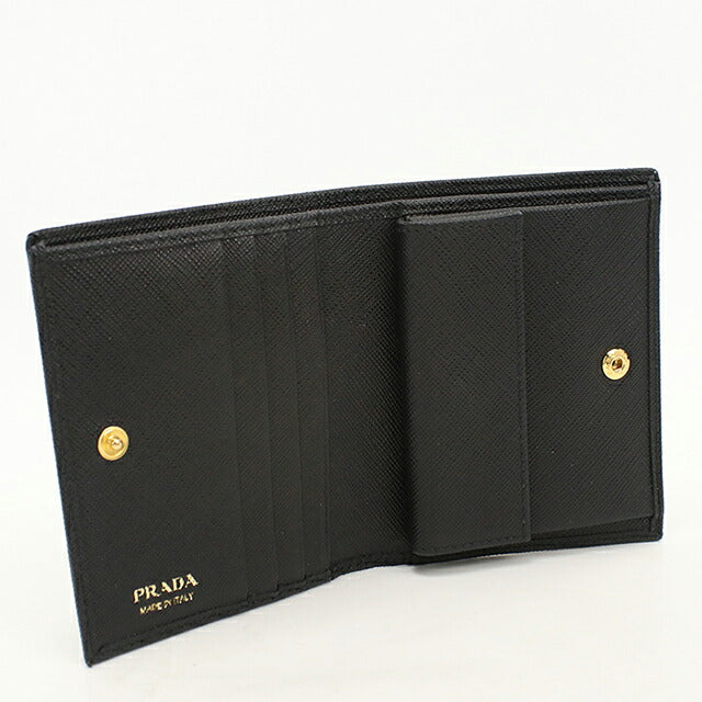 Used Prada Bifold Wallet Bifold Wallet Compact Ladies Brand PRADA Saffiano Leather 1MV204 Black USDPR120632011
