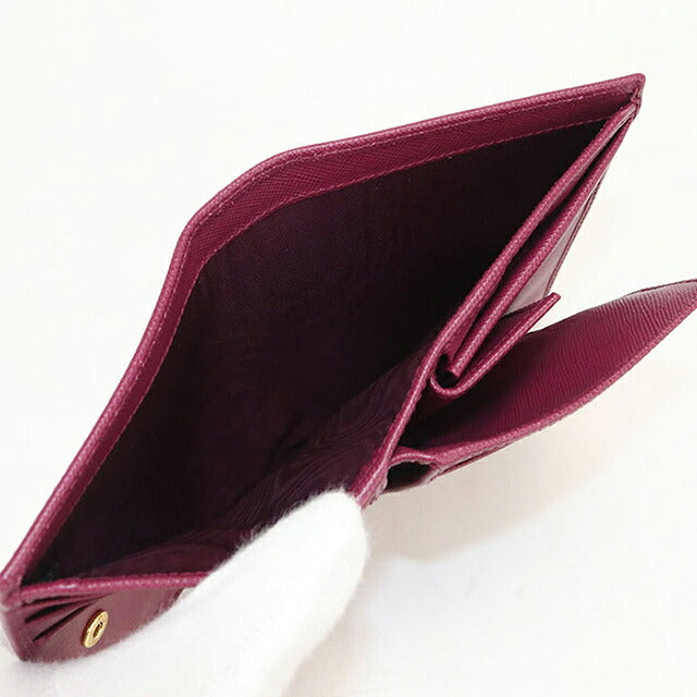 Used Prada Bifold Wallet Bifold Wallet Compact Ladies Brand PRADA Saffiano Leather 1M0668 Purple USDPR120720011