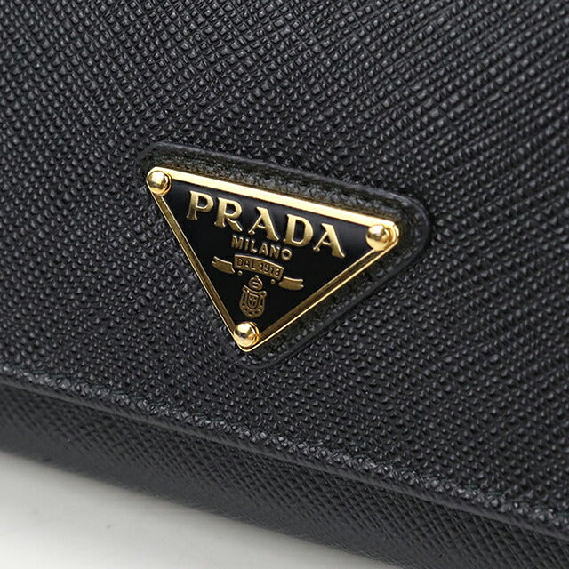 Used Prada long wallet bi-fold ladies brand PRADA saffiano triangle leather 1MH132 black USDPR120782011