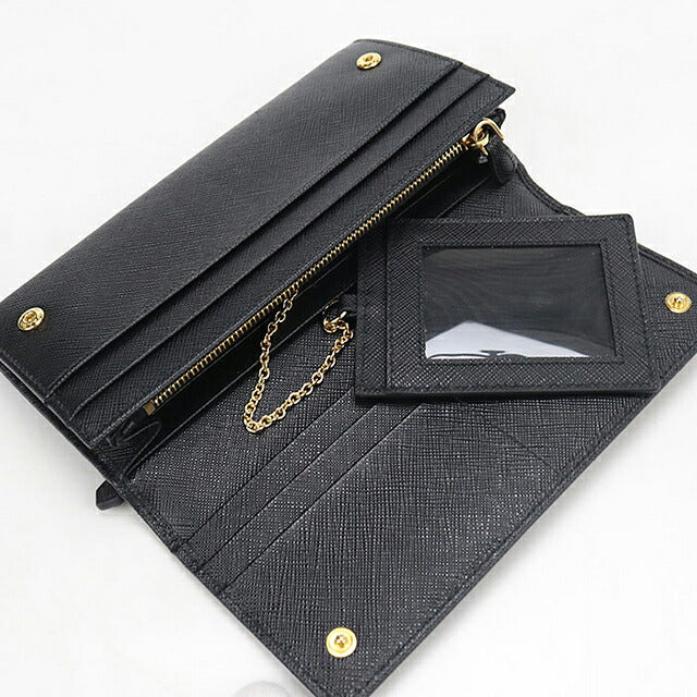 Used Prada long wallet bi-fold ladies brand PRADA saffiano triangle leather 1MH132 black USDPR120782011