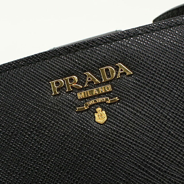 二手 Prada 双折钱包 双折钱包 紧凑型女士品牌 PRADA Saffiano 皮革钱包 1ML225 黑色 USDPR121308011