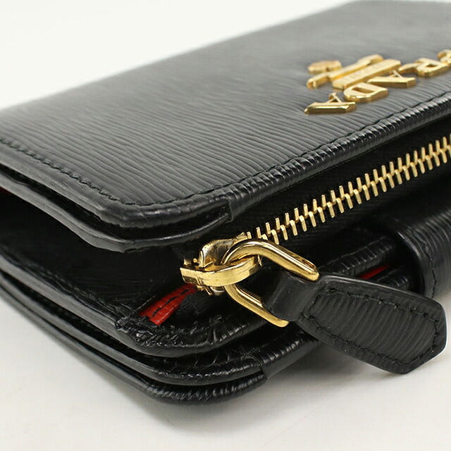 二手 Prada 双折钱包 双折钱包 紧凑型女士品牌 PRADA 1ML018 黑色 USDPR121309011