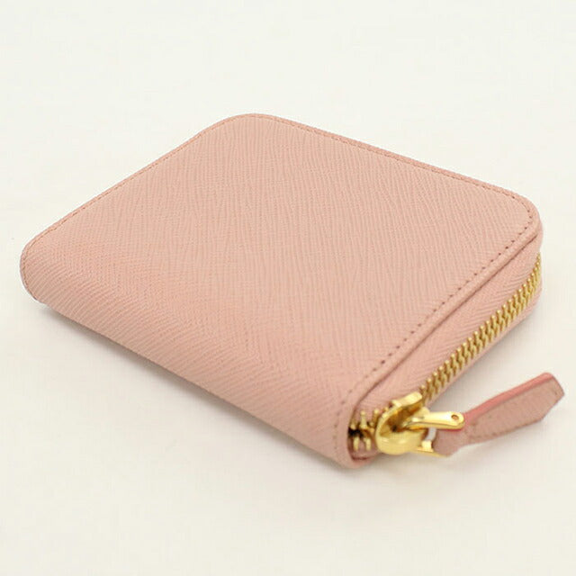 二手 Prada 零钱包女式品牌 PRADA Saffiano 皮革零钱包 1MM268 粉色 USDPR121332011