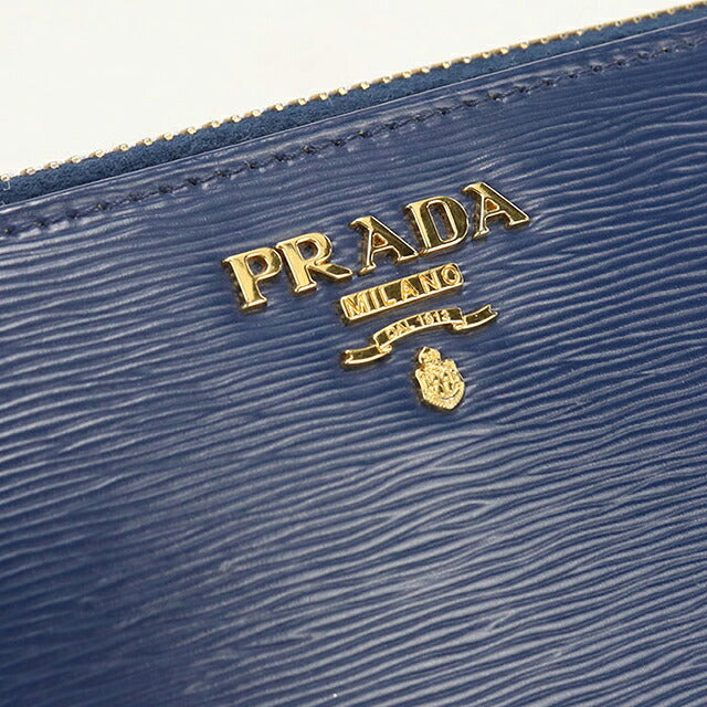 二手普拉达长钱包圆形拉链女士品牌PRADA 1ML506蓝色USDPR121419011