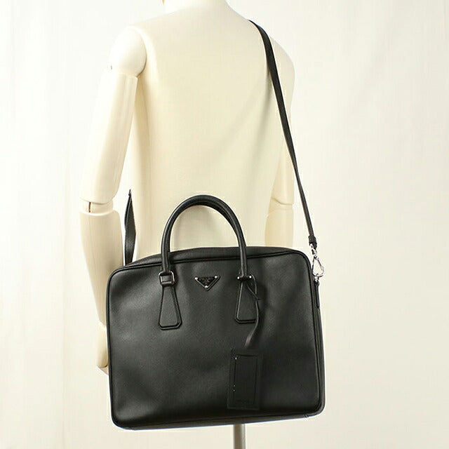二手 Prada 公文包男士品牌 PRADA Saffiano 皮革皮革黑色 USDPR121480011