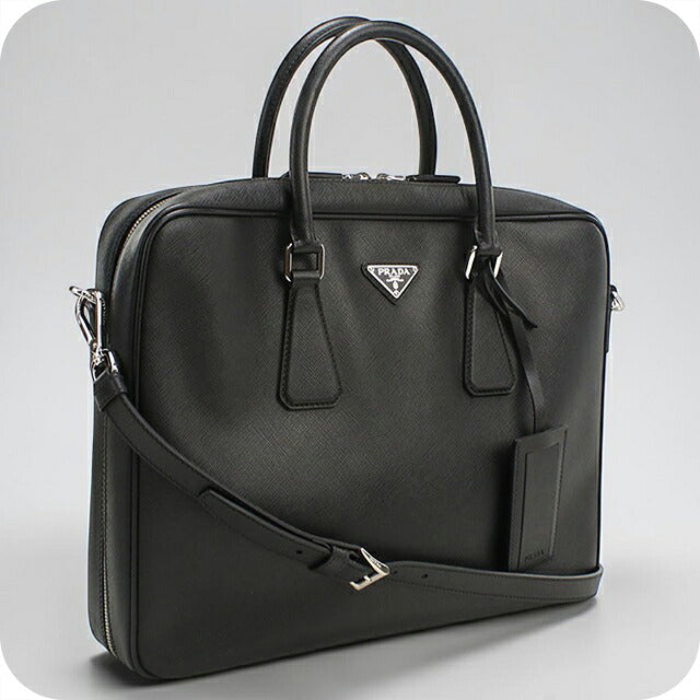 二手 Prada 公文包男士品牌 PRADA Saffiano 皮革皮革黑色 USDPR121480011
