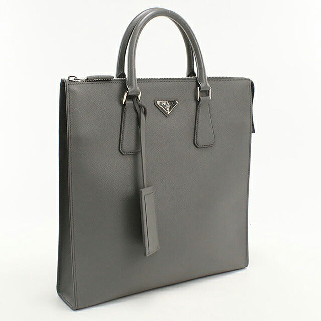 二手 Prada 手提包男士品牌 PRADA Saffiano 皮革皮革灰色 USDPR121497011