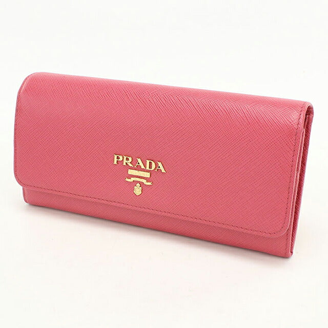 二手 Prada 长钱包双折女装品牌 PRADA Saffiano 多色钱包皮革 1MH132 粉色 USDPR121500011