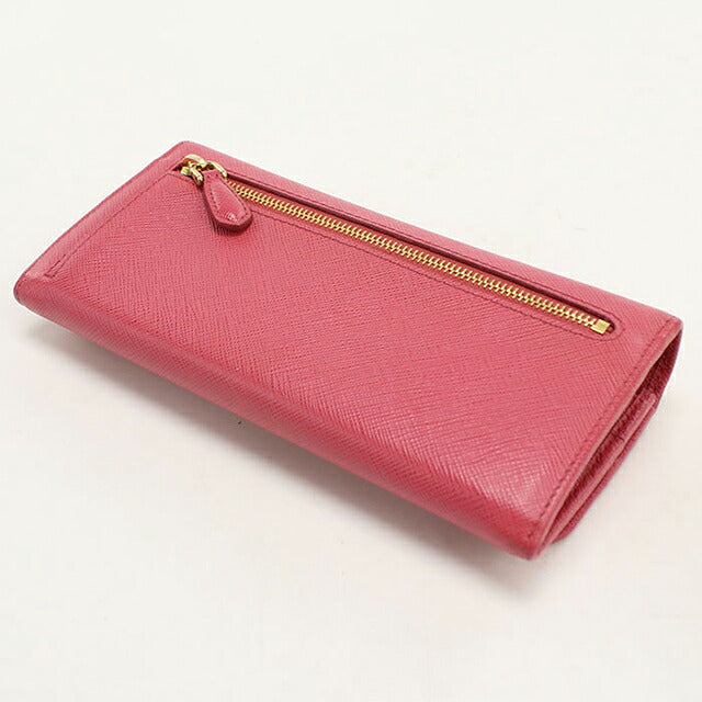 二手 Prada 长钱包双折女装品牌 PRADA Saffiano 多色钱包皮革 1MH132 粉色 USDPR121500011