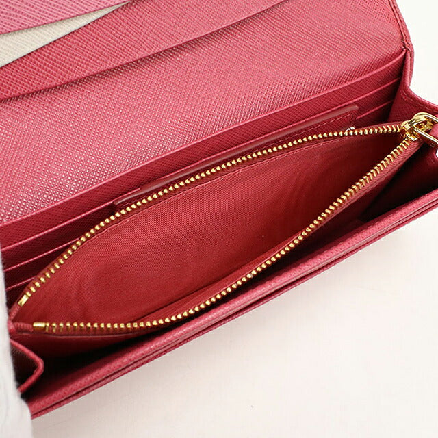 二手 Prada 长钱包双折女装品牌 PRADA Saffiano 多色钱包皮革 1MH132 粉色 USDPR121500011