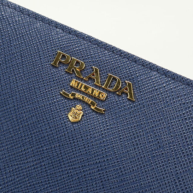 中古 プラダ 二つ折り財布 二折財布 コンパクト レディース ブランド PRADA サフィアーノレザー財布 1ML225 ネイビー USDPR121568011
