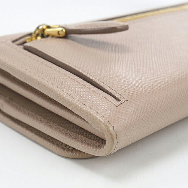 中古 プラダ 長財布二折 レディース ブランド PRADA サフィアーノレザー財布 1MH132 ベージュ USDPR121573011