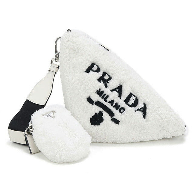 中古 プラダ 斜め掛け ショルダーバッグ レディース ブランド PRADA トライアングル 1BH190 ホワイト バッグ USDPR87810011