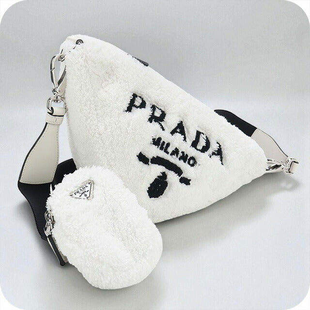 中古 プラダ 斜め掛け ショルダーバッグ レディース ブランド PRADA トライアングル 1BH190 ホワイト バッグ USDPR87810011