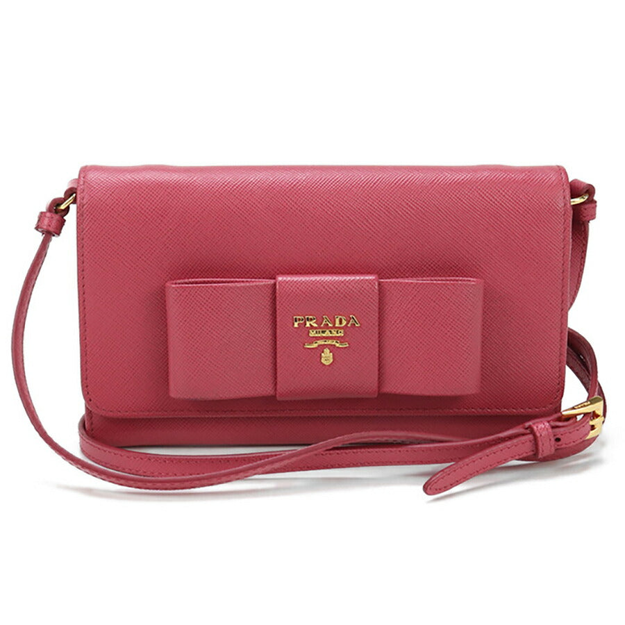 中古 プラダ チェーンウォレット レディース ブランド PRADA ショルダーウォレット 1M1437 ピンク 財布 USDPR93243011