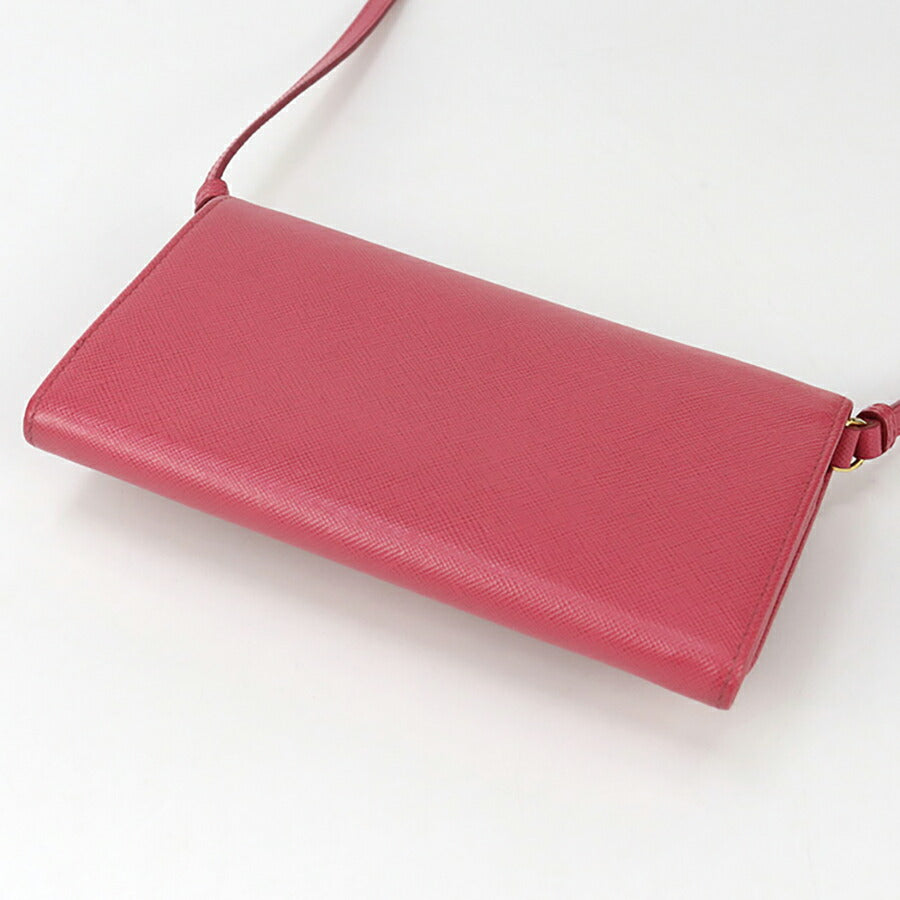 中古 プラダ チェーンウォレット レディース ブランド PRADA ショルダーウォレット 1M1437 ピンク 財布 USDPR93243011