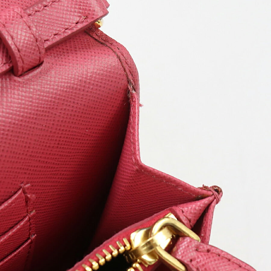 中古 プラダ チェーンウォレット レディース ブランド PRADA ショルダーウォレット 1M1437 ピンク 財布 USDPR93243011