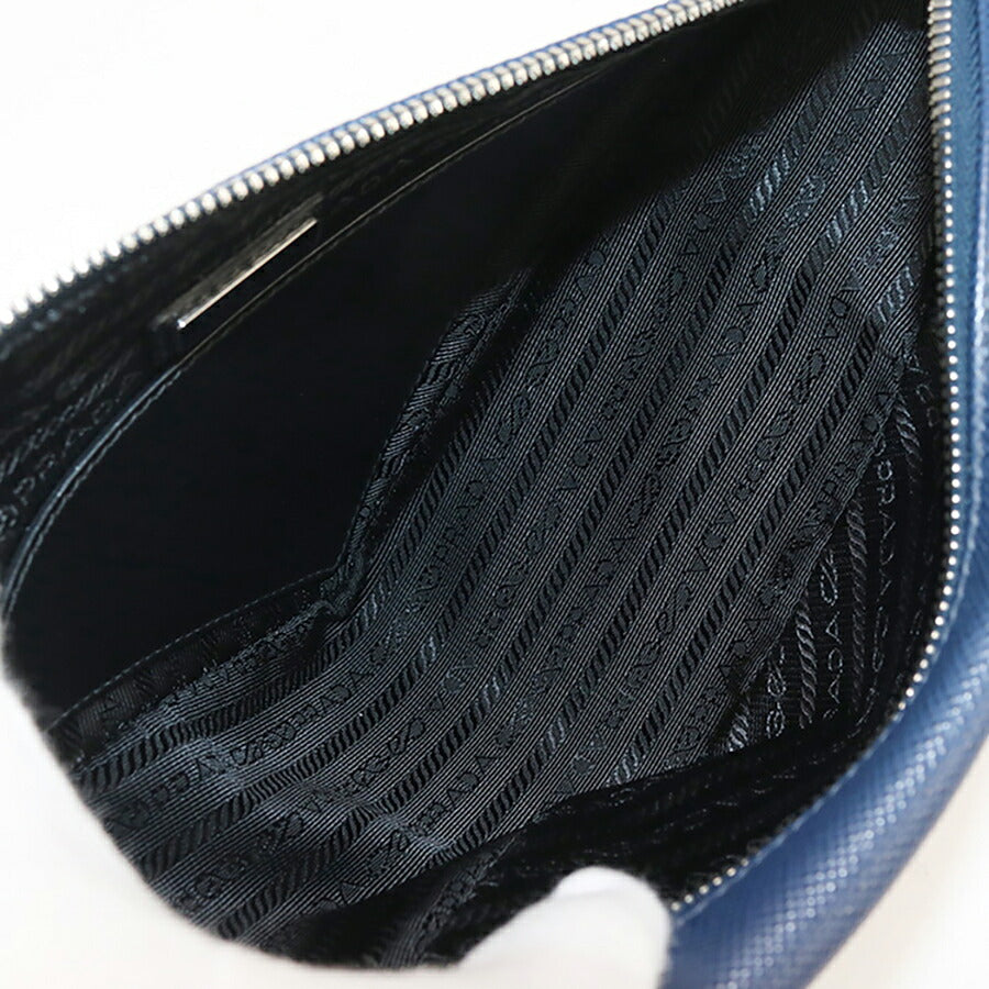 中古 プラダ 斜め掛け ショルダーバッグ メンズ ブランド PRADA トライアングル レザー 2VH155 ブルー バッグ USDPR93357011